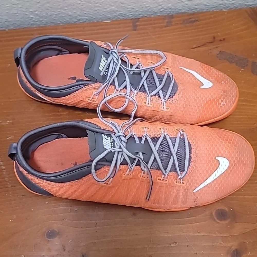 Nike Free Trainer 3.0 V3 Shoes Womens 7.5 Orange‎ Gray 641530-801 Athletic Gym